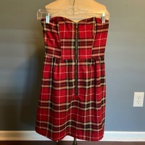 Charlotte Russe Strapless ZIP-Up Plaid Mini Dress